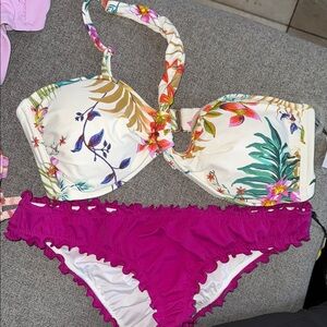 Floral Bikini Top and Pink Bottom
